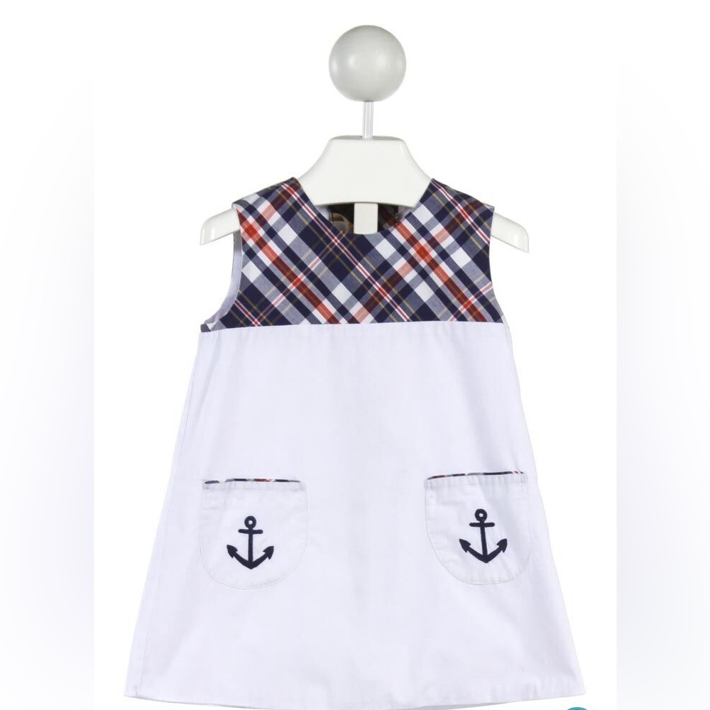 The Beaufort Bonnet Company Multicolor Plaid dress with Anchors NWT